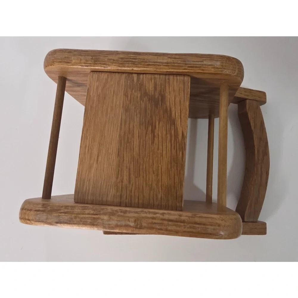 Vintage Wooden Self Leveling Condiment Spice Holder Gimbal Table Caddy